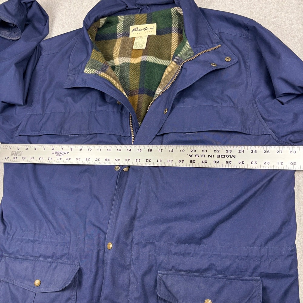 Eddie Bauer Mountain Parka Mens XXL Tall Navy Blue Wool Chore Coat Lined Jacket - Picture 5 of 9